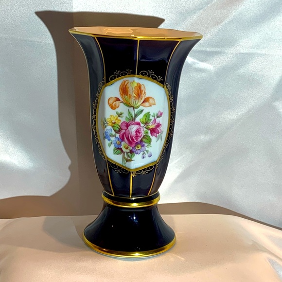 Vintage Echt Kobalt Graf Von Henneberg Porzellan Vase - Picture 10 of 10